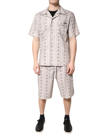 Dolce & Gabbana Men's Cotton Pajamas - Beige Floral Print