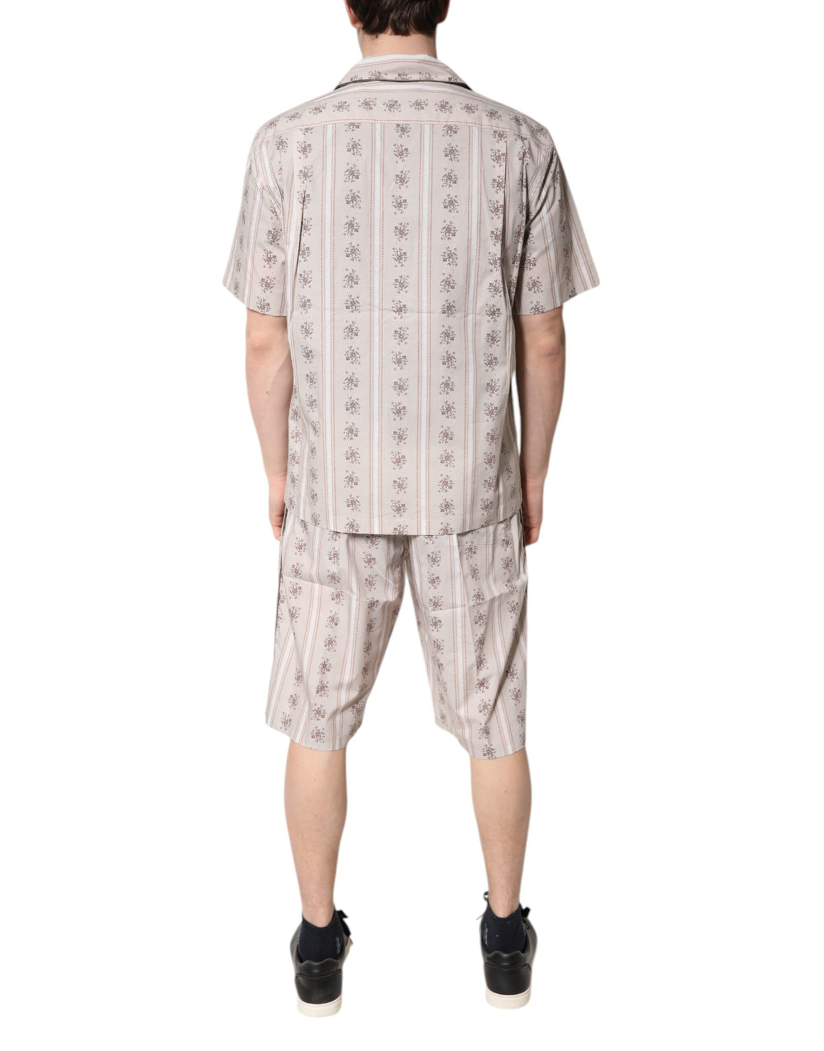 Dolce & Gabbana Men's Cotton Pajamas - Beige Floral Print