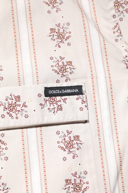 Dolce & Gabbana Men's Cotton Pajamas - Beige Floral Print