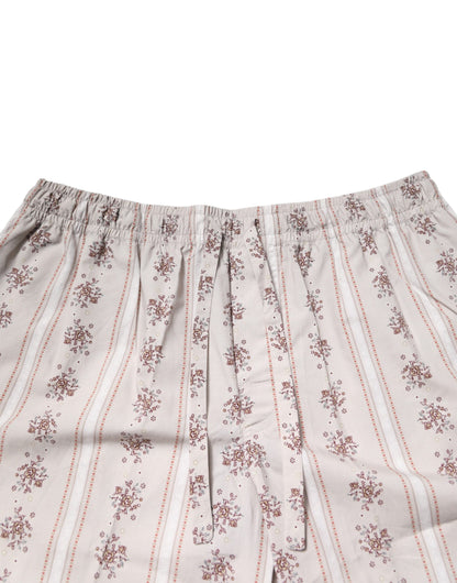 Dolce & Gabbana Men's Cotton Pajamas - Beige Floral Print