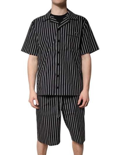 Dolce & Gabbana Men's Cotton Pajamas - Black White Patterned Striped