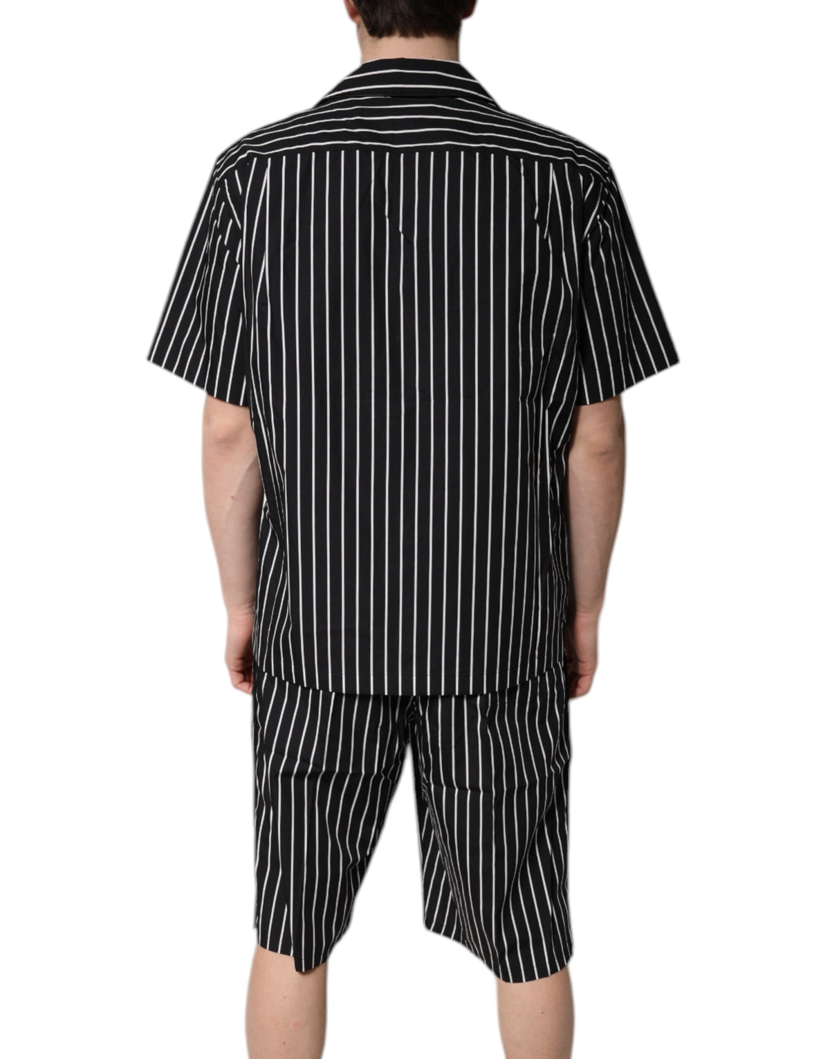 Dolce & Gabbana Men's Cotton Pajamas - Black White Patterned Striped