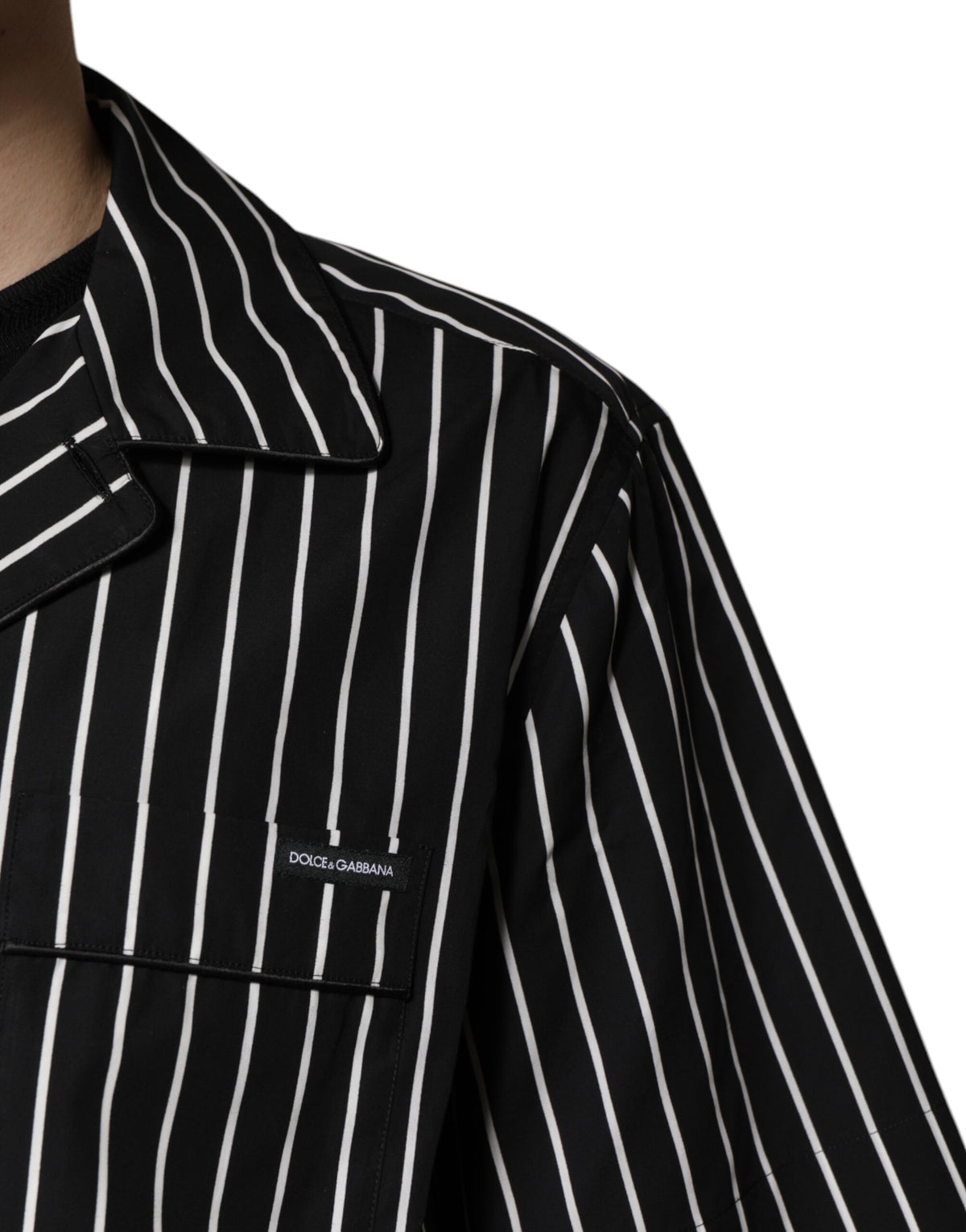 Dolce & Gabbana Men's Cotton Pajamas - Black White Patterned Striped