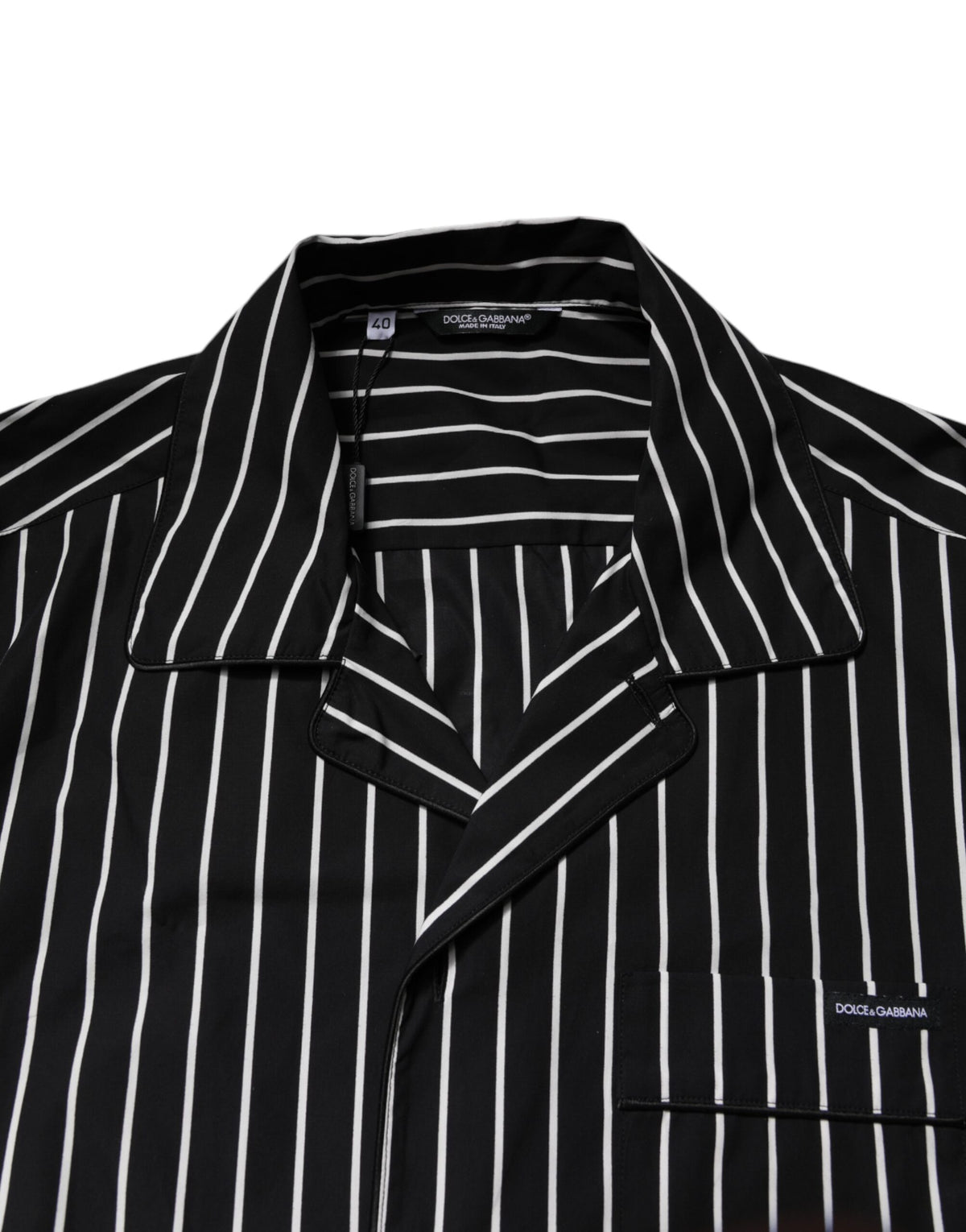 Dolce & Gabbana Men's Cotton Pajamas - Black White Patterned Striped