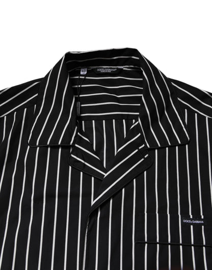 Dolce & Gabbana Men's Cotton Pajamas - Black White Patterned Striped