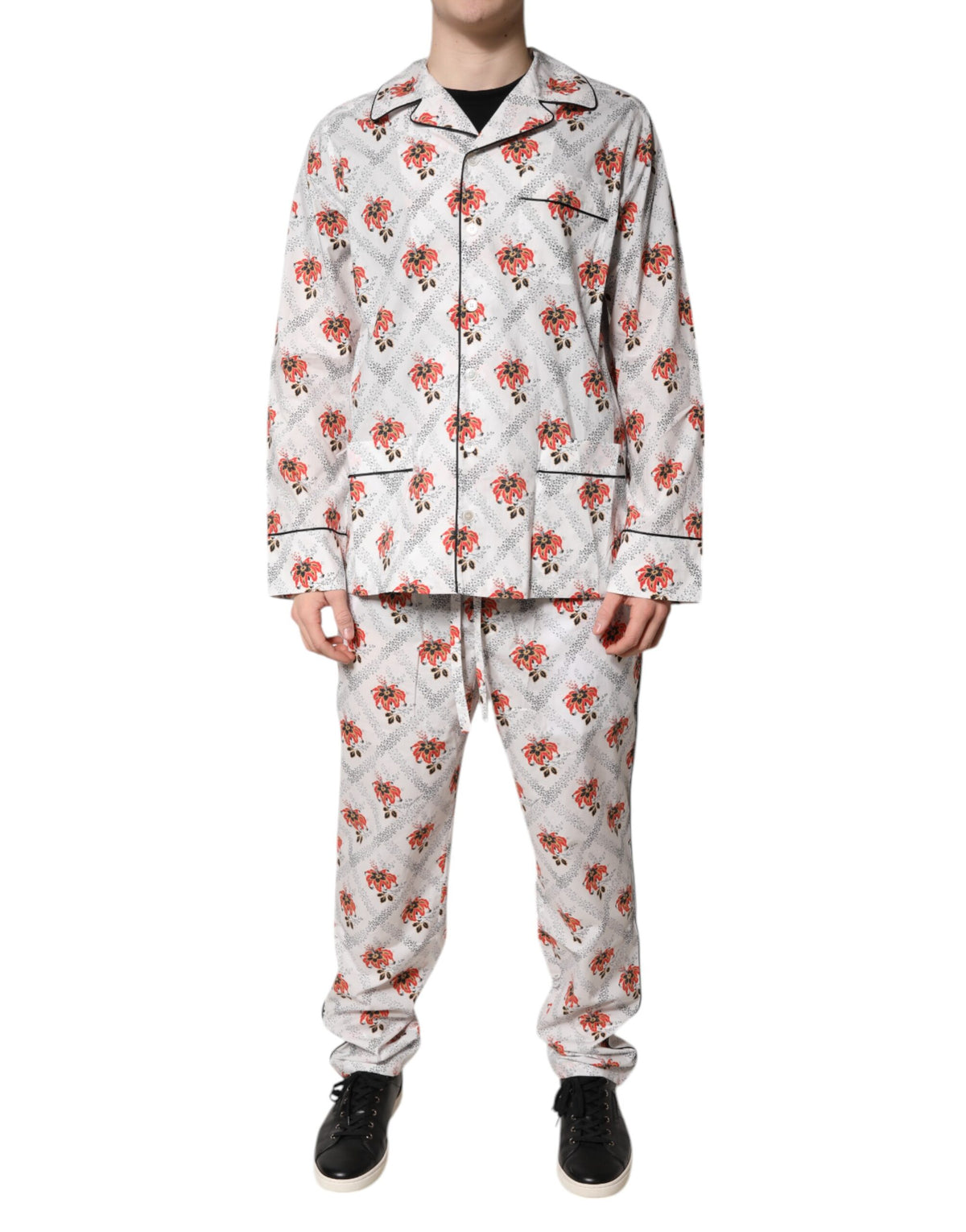 Dolce & Gabbana Men's Cotton Pajamas - Multicolor Floral Print