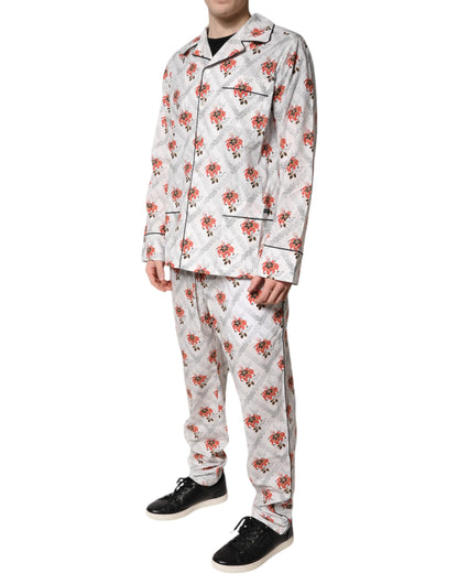 Dolce & Gabbana Multicolor Floral Print Cotton Pajama Set Sleepwear