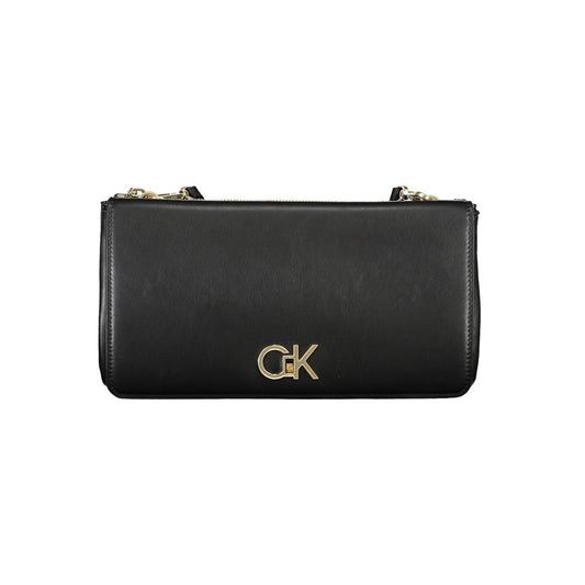 Calvin Klein Black Polyester Leather Effect Small Shoulder Handbag