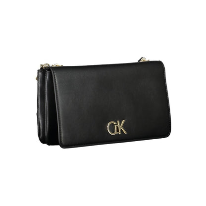 Calvin Klein Black Polyester Leather Effect Small Shoulder Handbag