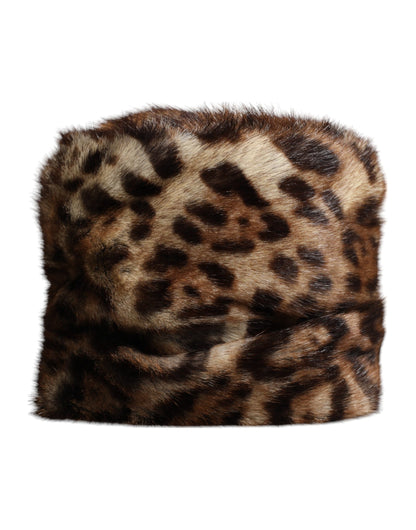 Dolce & Gabbana Gray Marmot Silk & Faux Fur Bucket Hat - Brown Gray