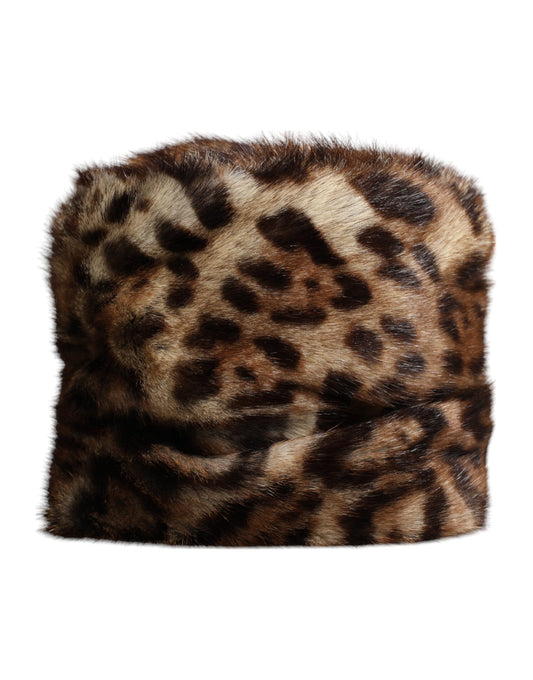 Dolce & Gabbana Gray Marmot Silk & Faux Fur Bucket Hat - Brown Gray