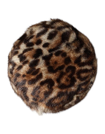 Dolce & Gabbana Gray Marmot Silk & Faux Fur Bucket Hat - Brown Gray