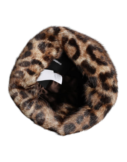 Dolce & Gabbana Gray Marmot Silk & Faux Fur Bucket Hat - Brown Gray