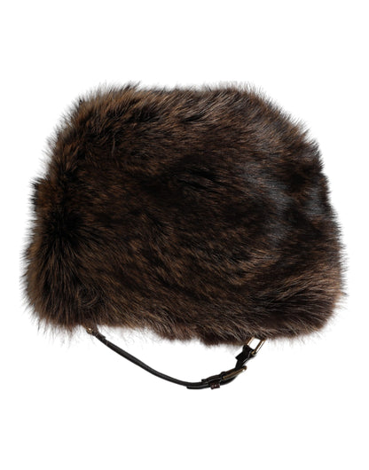 Dolce & Gabbana Silk Caiman Leather & Raccoon Fur Bucket Hat - Brown