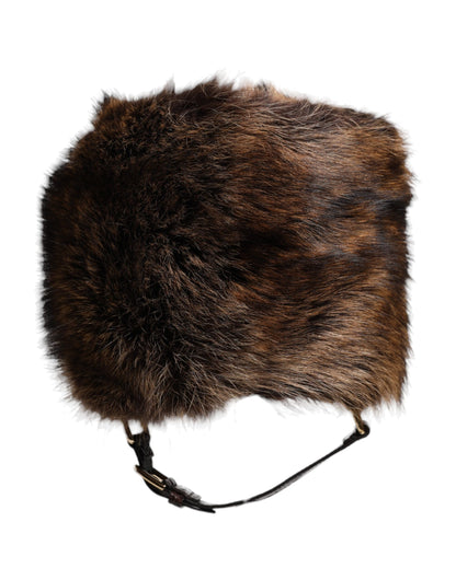 Dolce & Gabbana Silk Caiman Leather & Raccoon Fur Bucket Hat - Brown