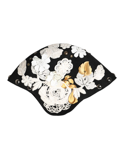 Dolce & Gabbana Sicily Metal Silk & Wool Cloche Hat - Black Gold Silver White Floral