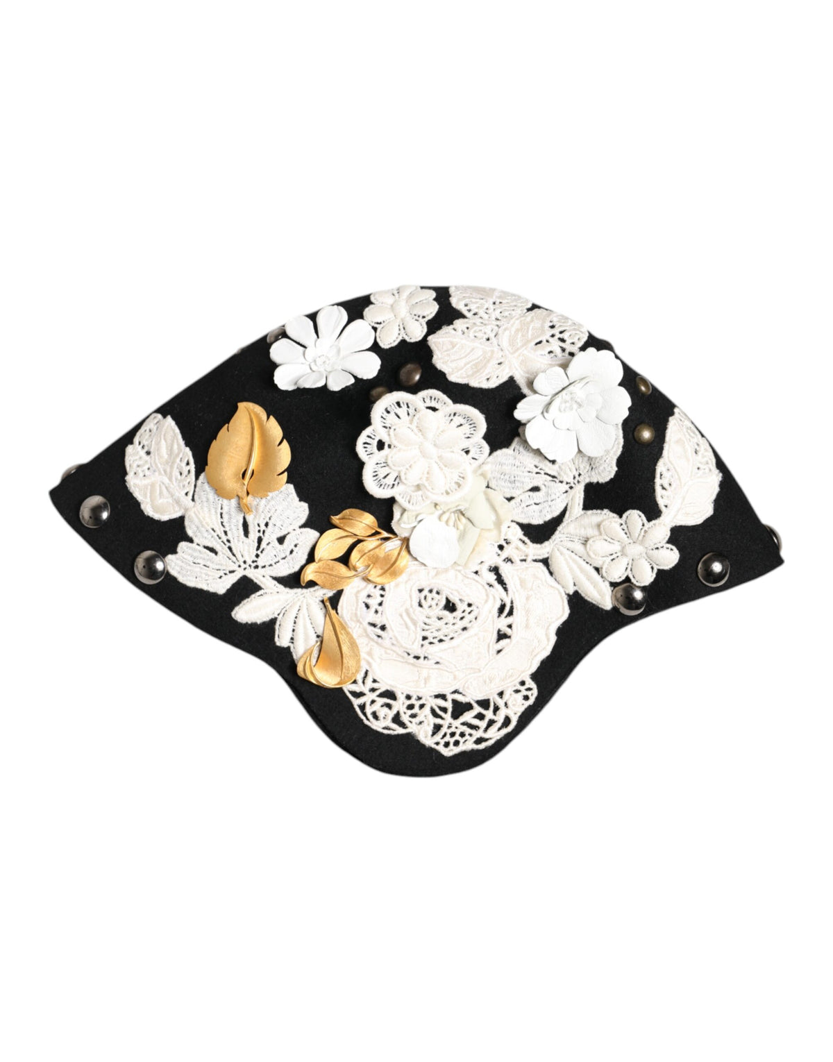 Dolce & Gabbana Sicily Metal Silk & Wool Cloche Hat - Black Gold Silver White Floral
