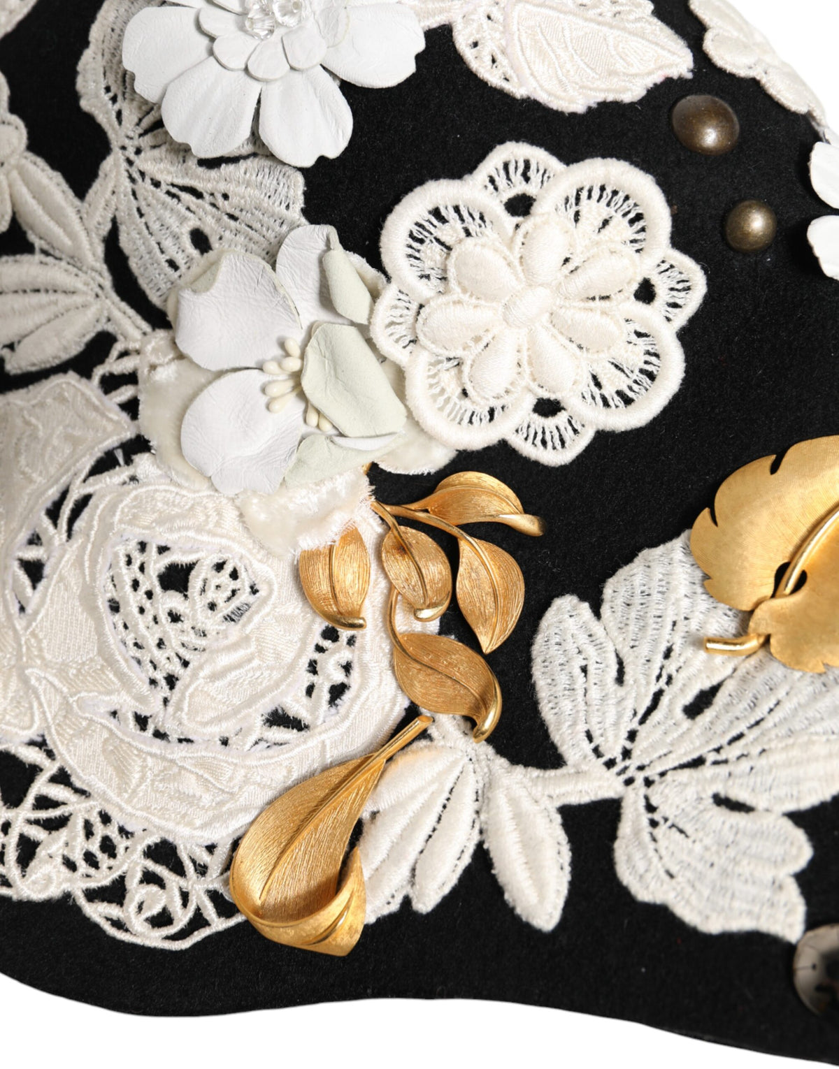 Dolce & Gabbana Sicily Metal Silk & Wool Cloche Hat - Black Gold Silver White Floral
