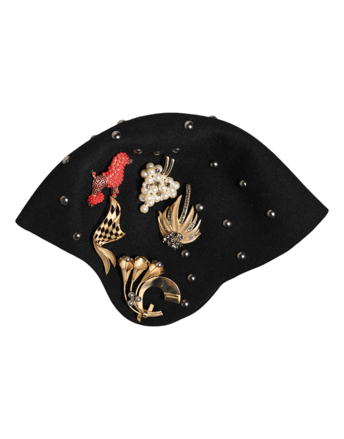 Dolce & Gabbana Crystal Metal Silk & Wool Cloche Hat - Black Multicolor Pearl