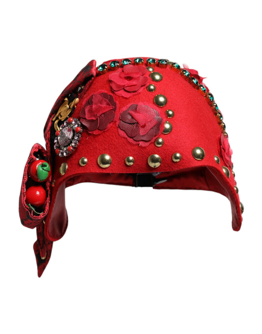 Dolce & Gabbana Silk Cotton Nylon & Wool Cloche Hat - Gold Multicolor Red