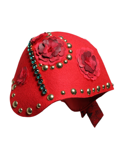 Dolce & Gabbana Silk Cotton Nylon & Wool Cloche Hat - Gold Multicolor Red