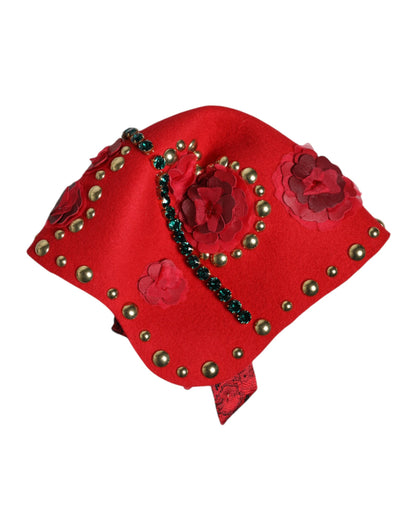 Dolce & Gabbana Silk Cotton Nylon & Wool Cloche Hat - Gold Multicolor Red