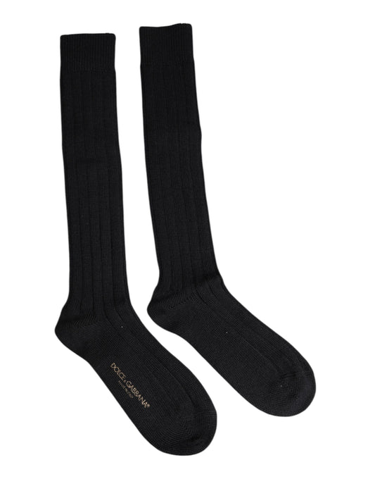 Dolce & Gabbana Men's Calf Leather Nylon Polyacrylic & Wool Socks - Black Print