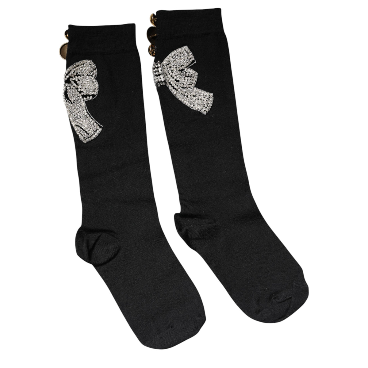 Dolce & Gabbana Women's Nylon Virgin Wool & Calf Leather Socks - Black Floral