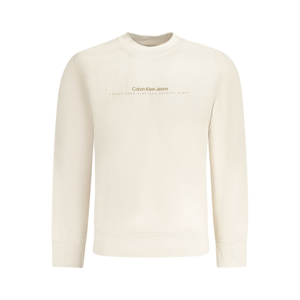 Sweatshirt by Calvin Klein for men in cotton polyester beige & print features an provocated silhouette, detailed with a provocated long-sleeve and a refined crew neckline for a sophisticated aesthetic.