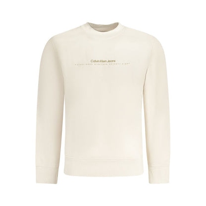 Sweatshirt by Calvin Klein for men in cotton polyester beige & print features an provocated silhouette, detailed with a provocated long-sleeve and a refined crew neckline for a sophisticated aesthetic.