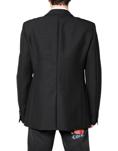 Dolce & Gabbana Black Wool Single Breasted Coat Blazer