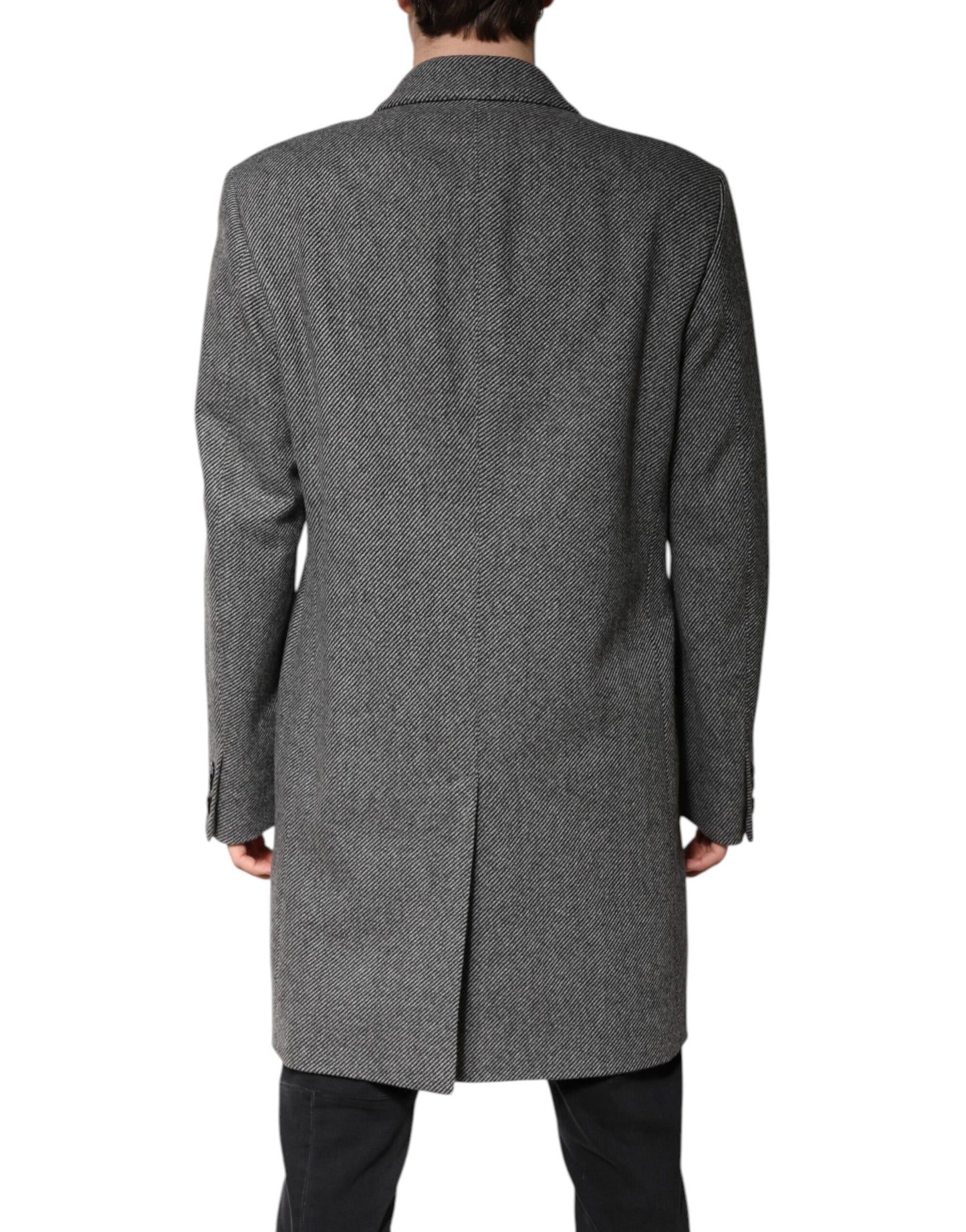 Dolce & Gabbana Gray Wool Single Breasted Trench Coat Jacket