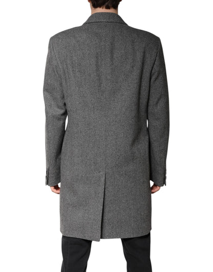 Dolce & Gabbana Gray Wool Single Breasted Trench Coat Jacket