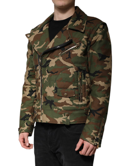 Dolce & Gabbana Multicolor Camouflage Nylon Biker Jacket
