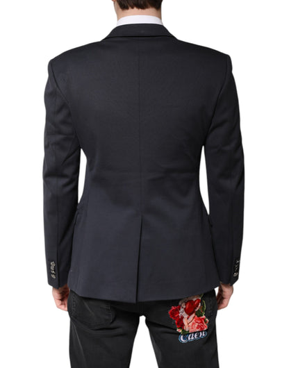 Dolce & Gabbana Men's Single Breasted Cotton Polyester & Nylon Blazer - Dark Blue