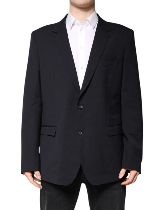 Dolce & Gabbana Men's Single Breasted Virgin Wool Polyester & Viscose Blazer - Dark Blue