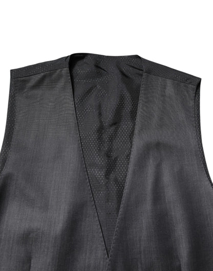Dolce & Gabbana Men's Single Breasted Virgin Wool Silk & Viscose Vest - Black