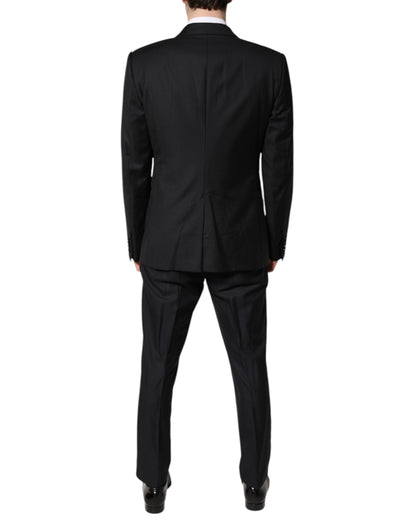 Dolce & Gabbana Black Double Breasted Formal 3 Piece Suit