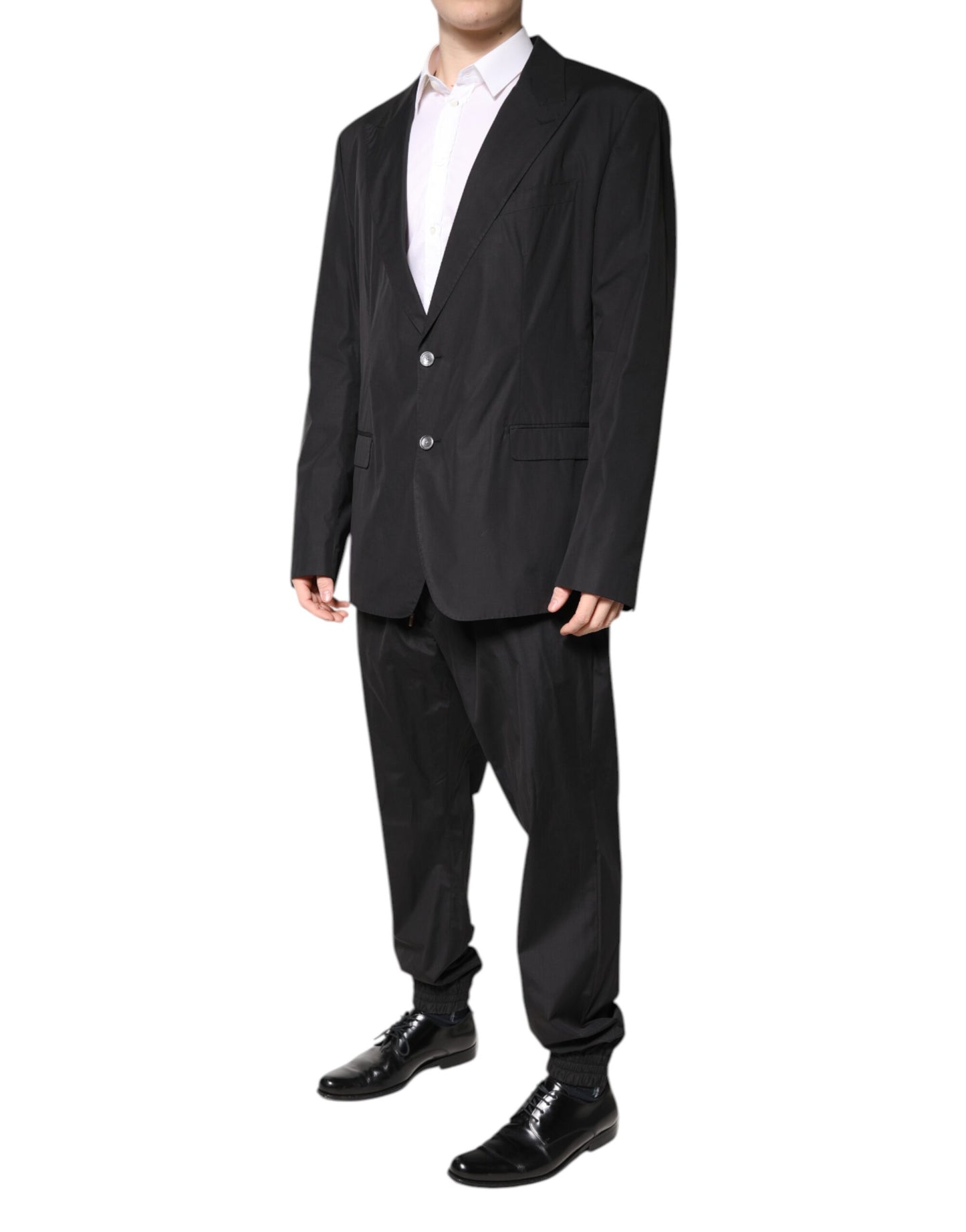 Dolce & Gabbana Black Cotton Single Breasted 2 Piece Suit
