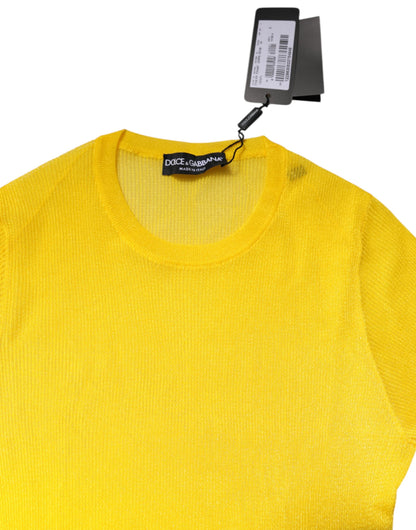 Dolce & Gabbana Women's Round Neck Polyester Sweater - Yellow