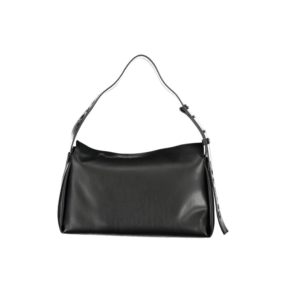 Calvin Klein Black Smooth Faux Leather Shoulder Handbag