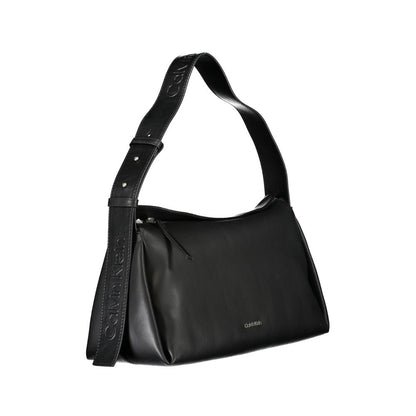 Calvin Klein Black Smooth Faux Leather Shoulder Handbag