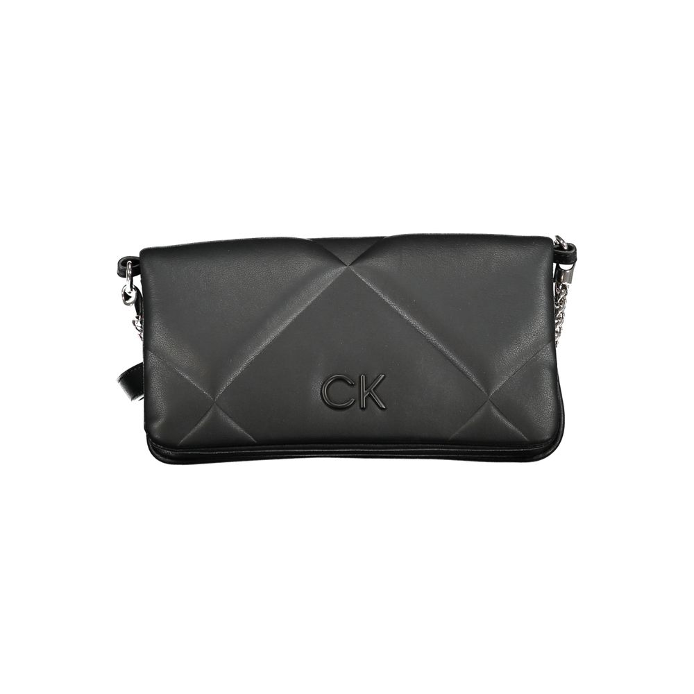 Calvin Klein Black Faux Quilted Leather Chain Convertible Handbag