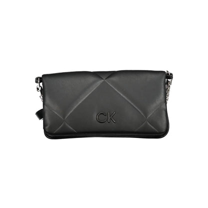 Calvin Klein Black Faux Quilted Leather Chain Convertible Handbag