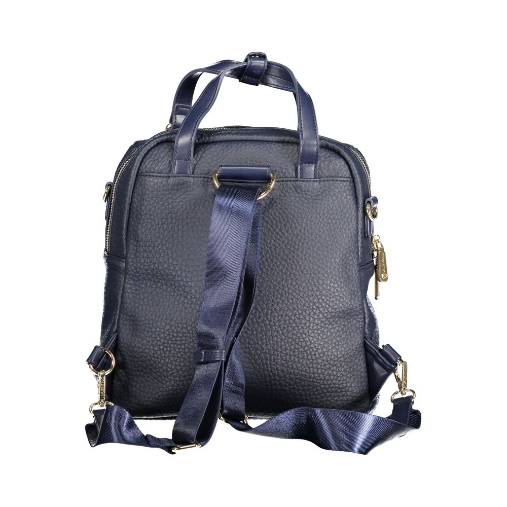 Mario Valentino Blue Faux Pebble Leather Backpack