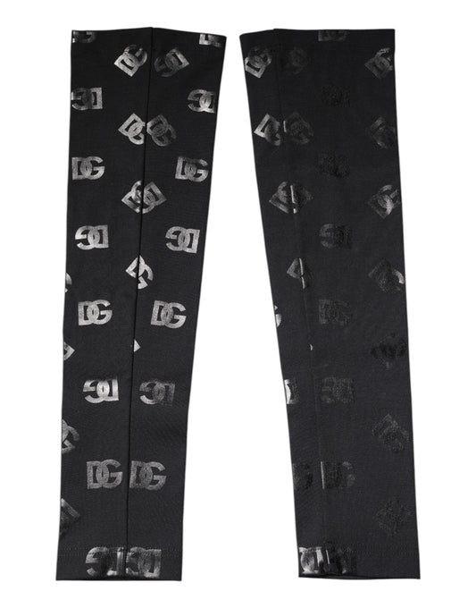 Dolce & Gabbana Cashmere Virgin Wool Elbow Length Gloves - Black Monogram