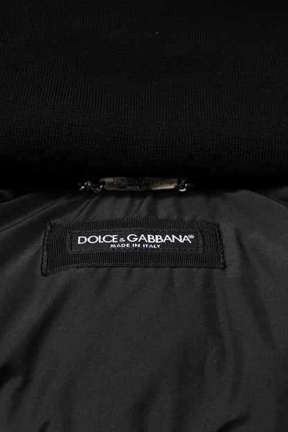 Dolce & Gabbana Blue Logo Full Zip Hooded Quilted Jacket