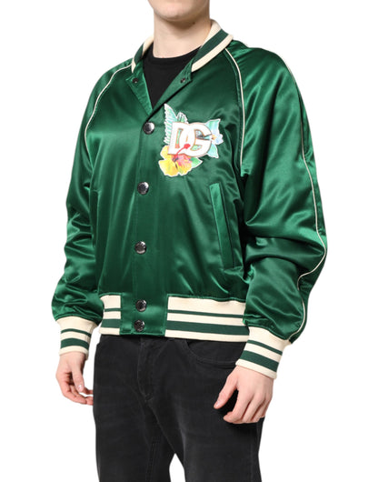 Dolce & Gabbana Men's Nylon & Polyester Bomber Jacket - Green Floral