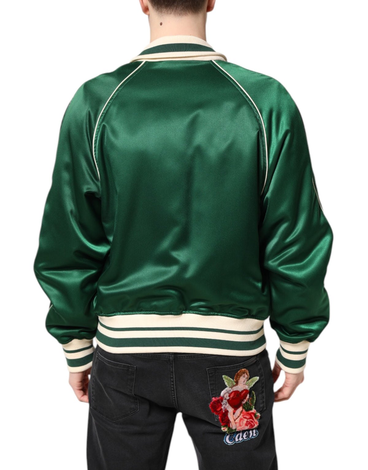 Dolce & Gabbana Men's Nylon & Polyester Bomber Jacket - Green Floral