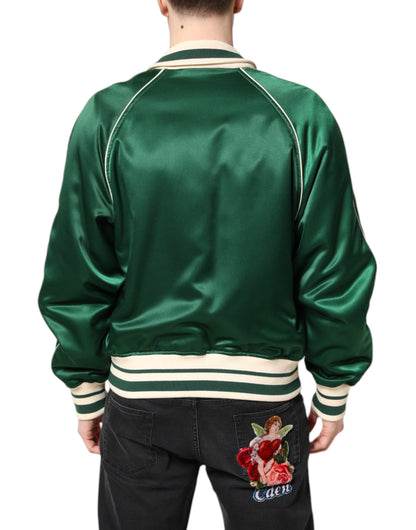 Dolce & Gabbana Men's Nylon & Polyester Bomber Jacket - Green Floral